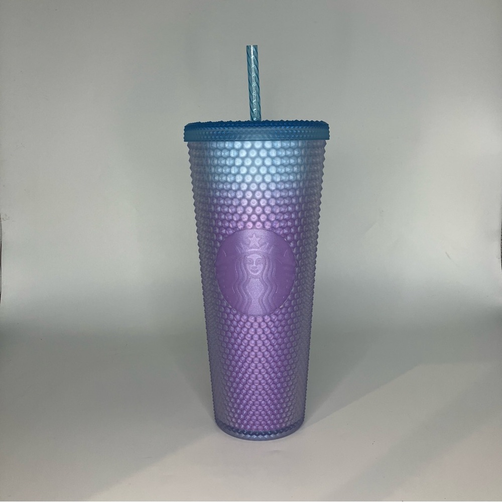 Starbucks Iridescent Colorful Purple Tumbler with Blue Straw 24 fl oz/ 710 ml